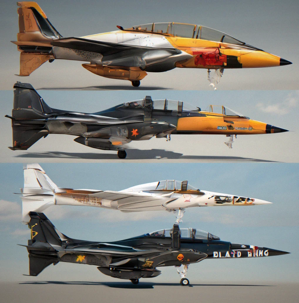 Aircraft model progression comparison showing base variant upgraded with heavy armor engine modifications and weapon loadout changes